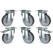 Kit 6 roues inox - pivotantes - Diamond