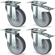 Kit 4 roues inox - pivotantes - 2x freins - Diamond