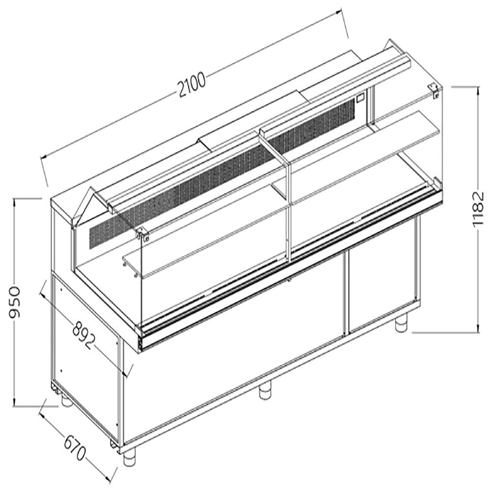 Vitrine réfrigérée statique snacks vitres basses - Diamond
