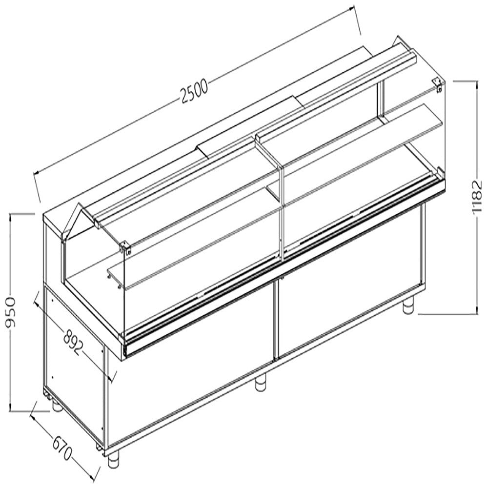 Vitrines neutres pour snacks- vitres basses - Diamond