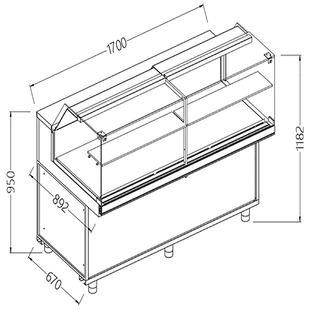 Vitrines neutres pour snacks - vitres basses - Diamond