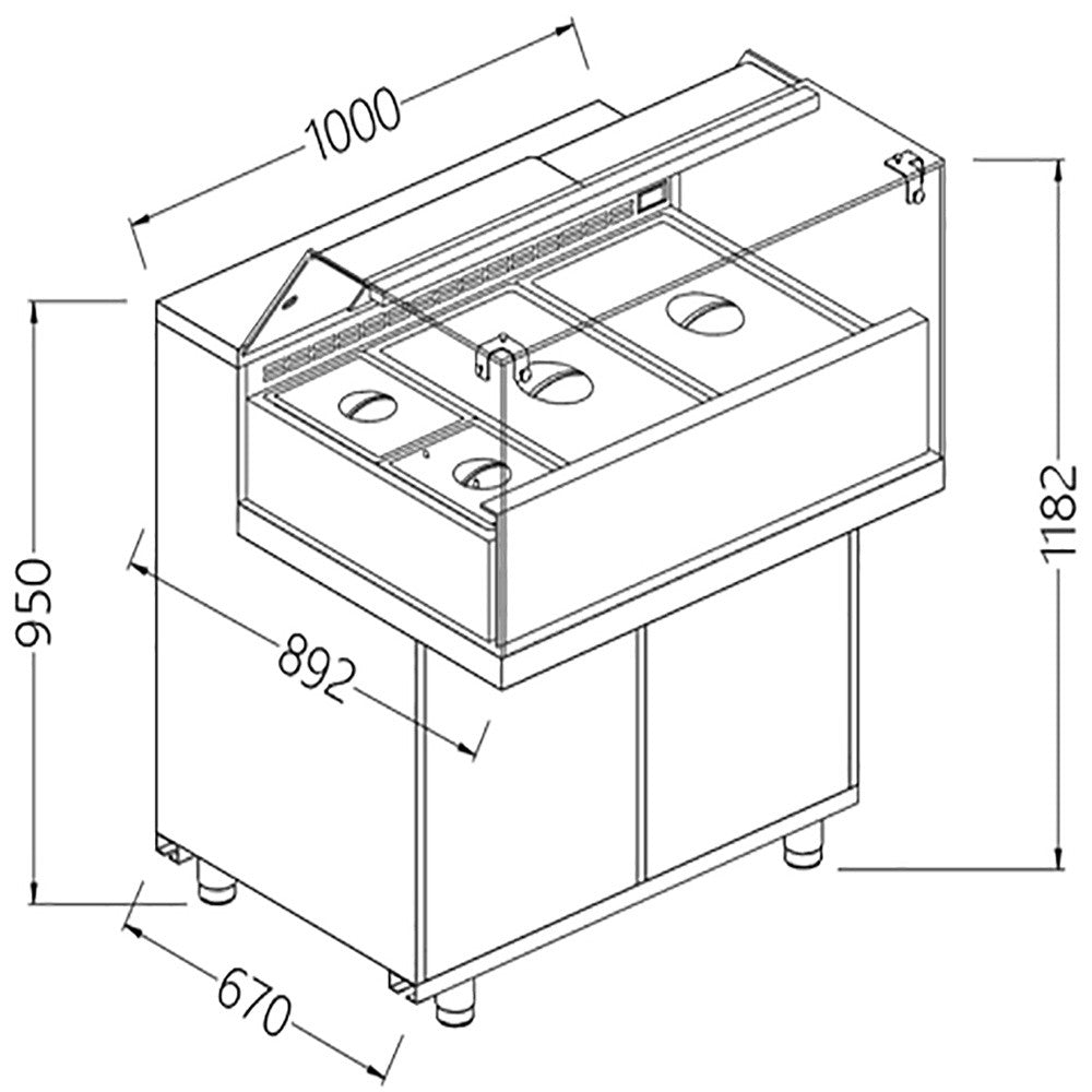 Vitrine snack saladette 1000mm - Diamond