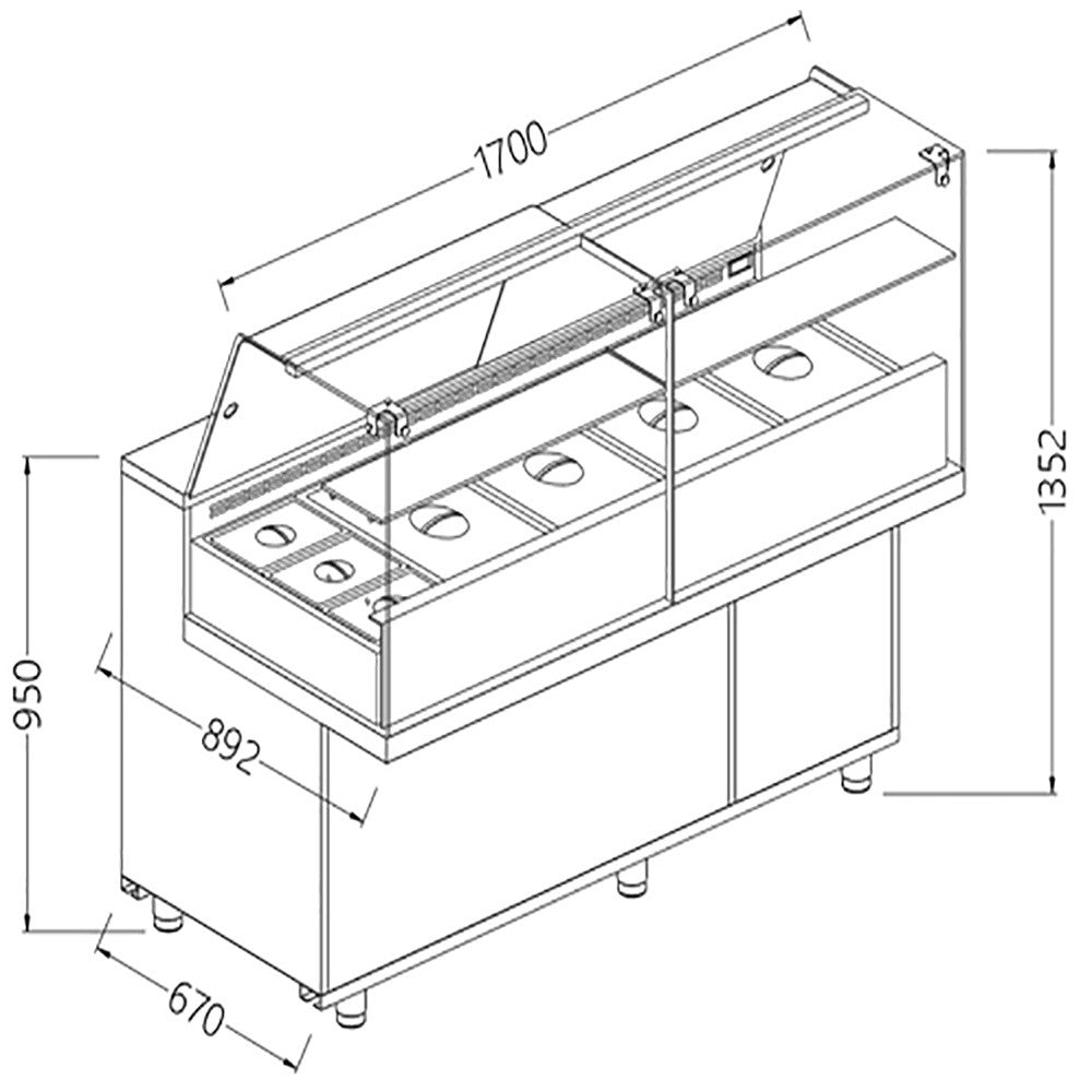 Vitrine snack saladette 1700mm - Diamond