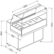 Vitrine snack saladette 1300mm - Diamond