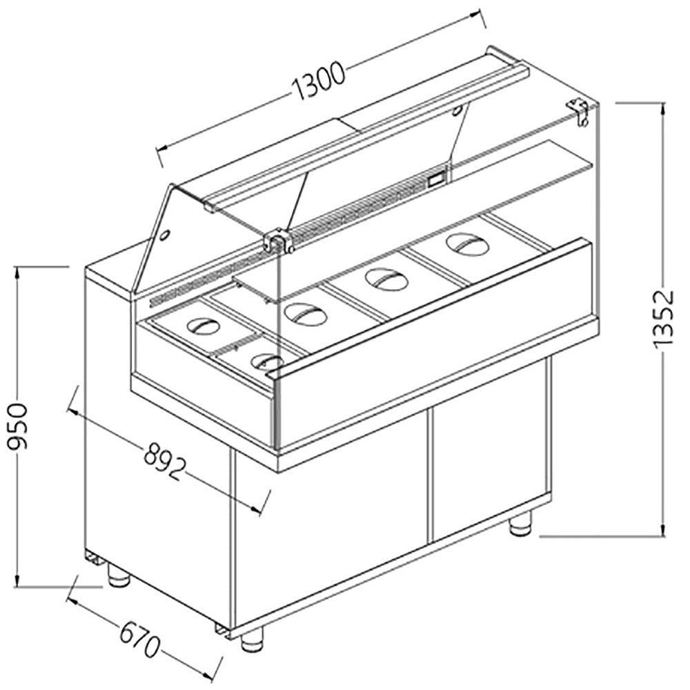 Vitrine snack saladette 1300mm - Diamond