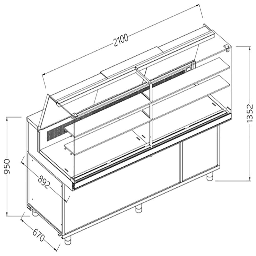 Vitrine haute snack chaud-froid statique+ groupe - Diamond