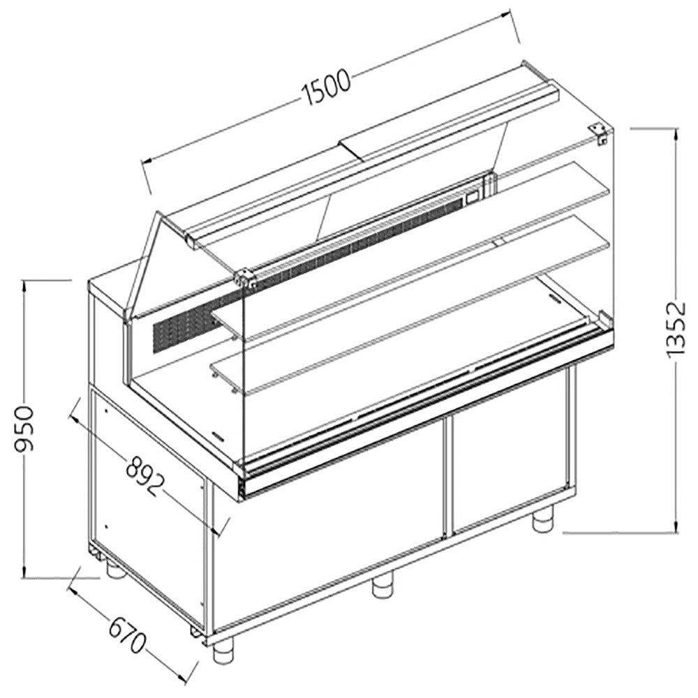 Vitrine snack chaud-froid statique vitreé + groupe - Diamond