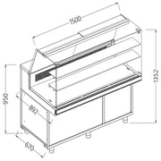 Vitrine snack chaud-froid statique vitreé + groupe - Diamond