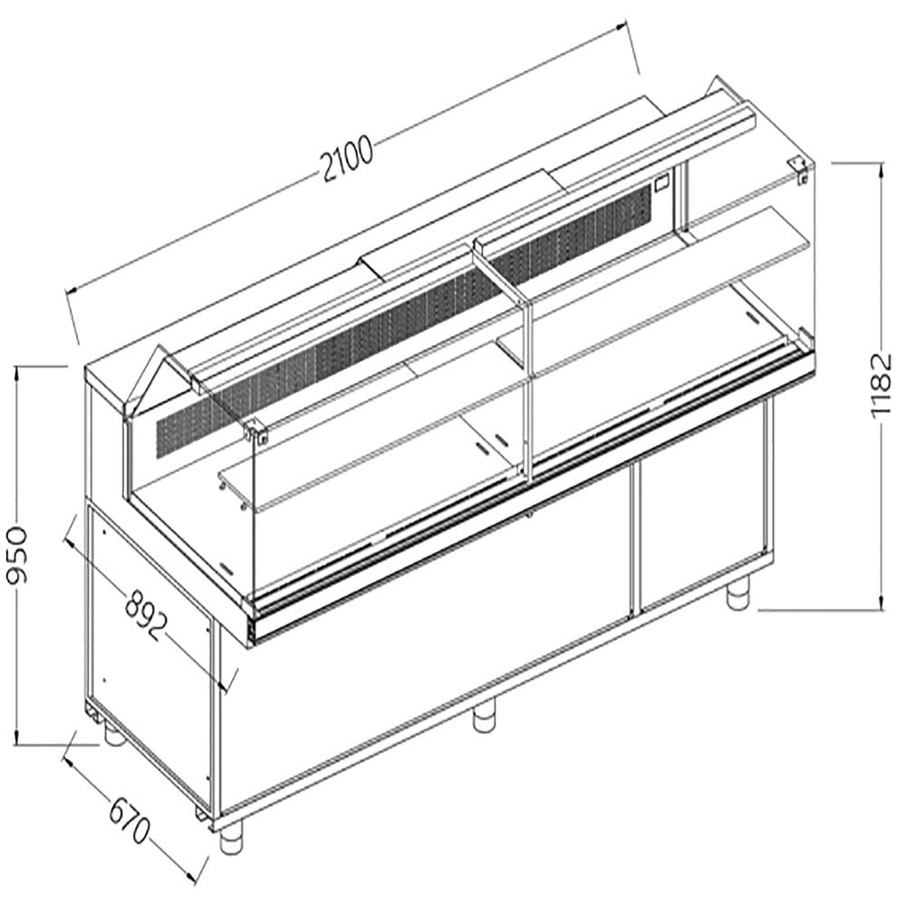 Vitrine snack chaud-froid statique- vitres basses - Diamond