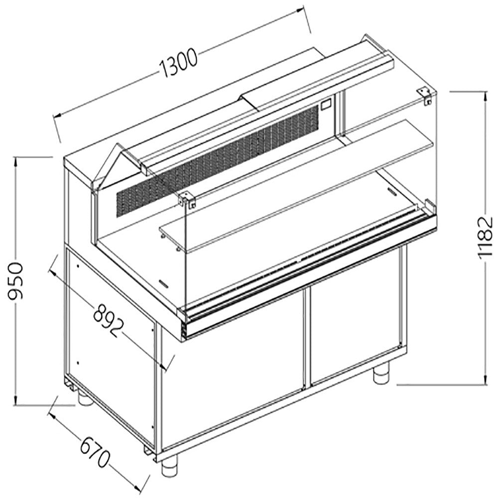 Vitrine snack chaud-froid statique vitres basses - Diamond