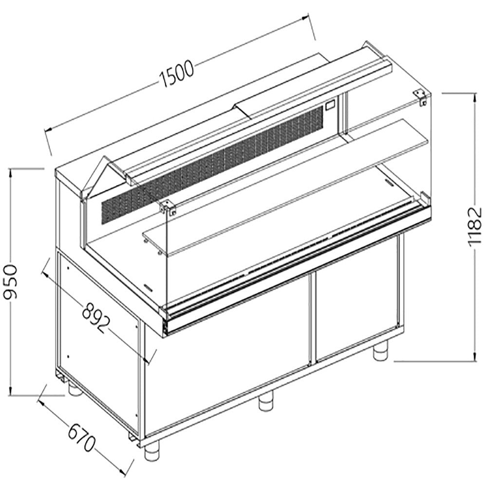 Vitrine chaud-froid statique vitres basses- groupe - Diamond