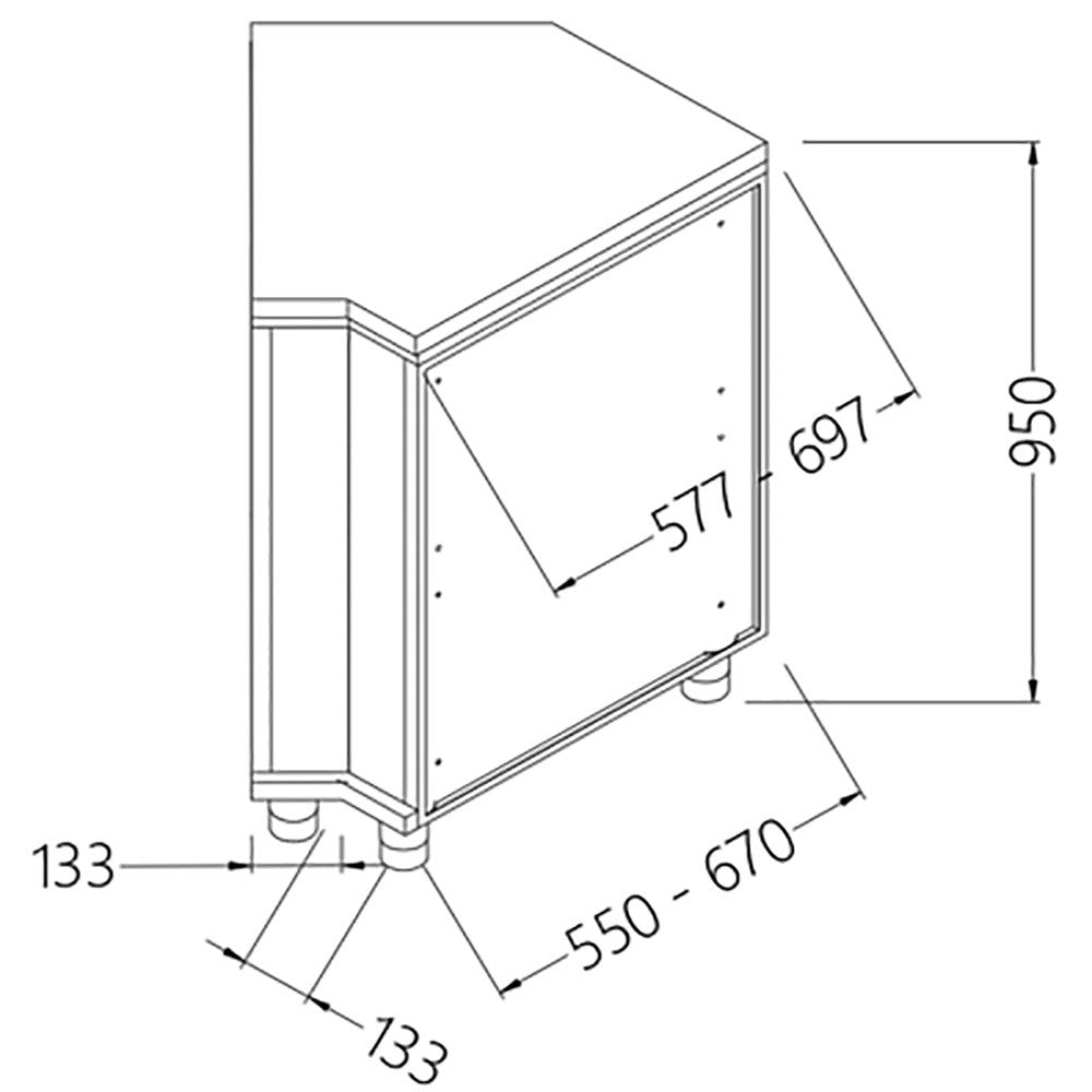 Angle arrière neutre - fermé 45° - Diamond