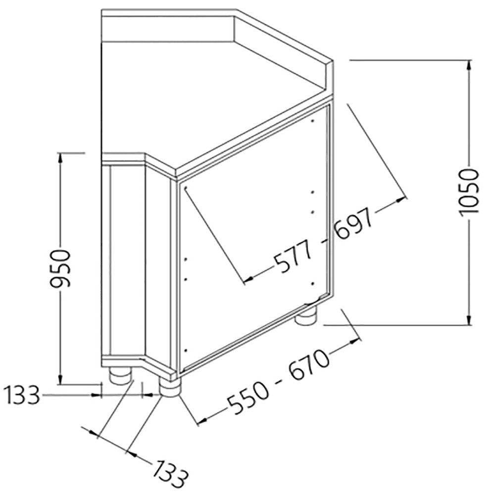 Angle arrière neutre - fermé 45° avec dosseret - Diamond