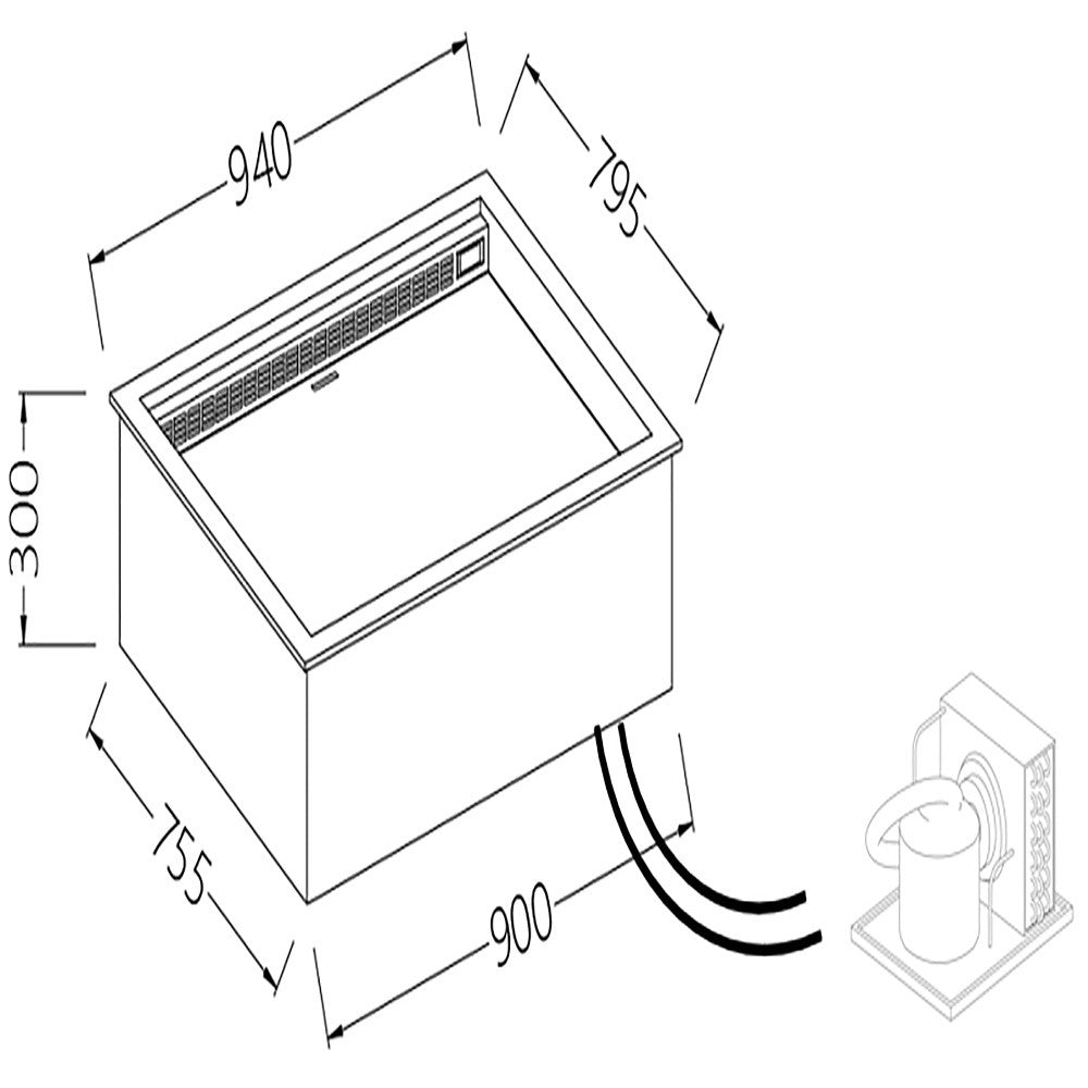 Option: bac intégré encastrable réfrigéré ventilé - Diamond