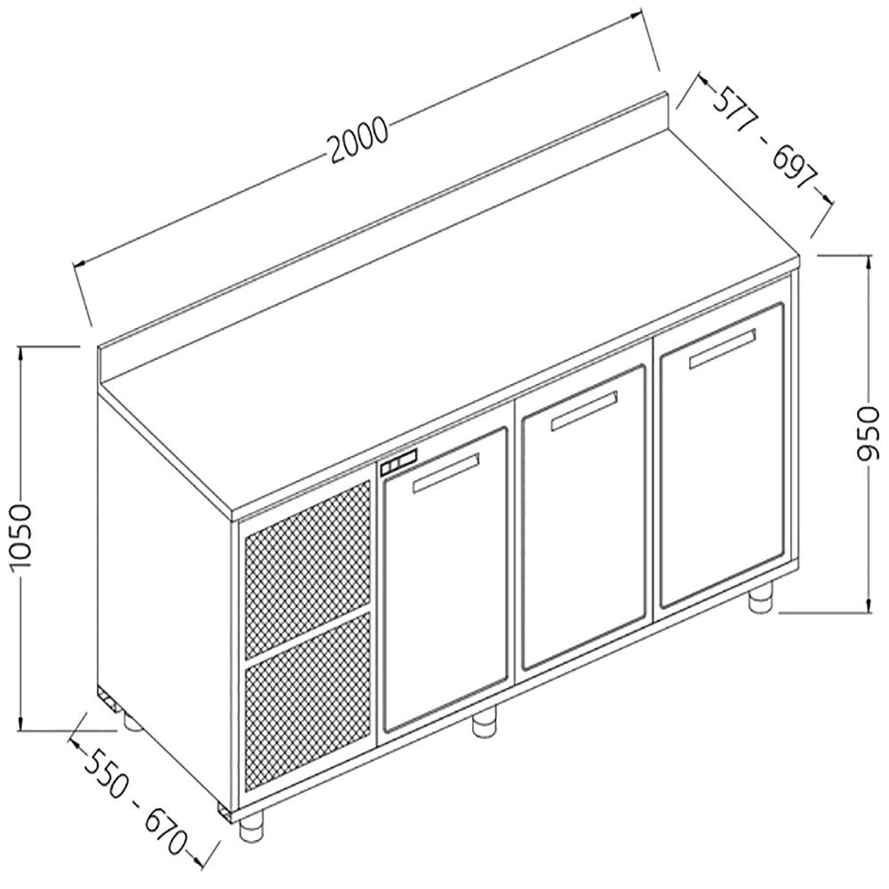 Meuble arrière -neutre- à dosseret - Diamond