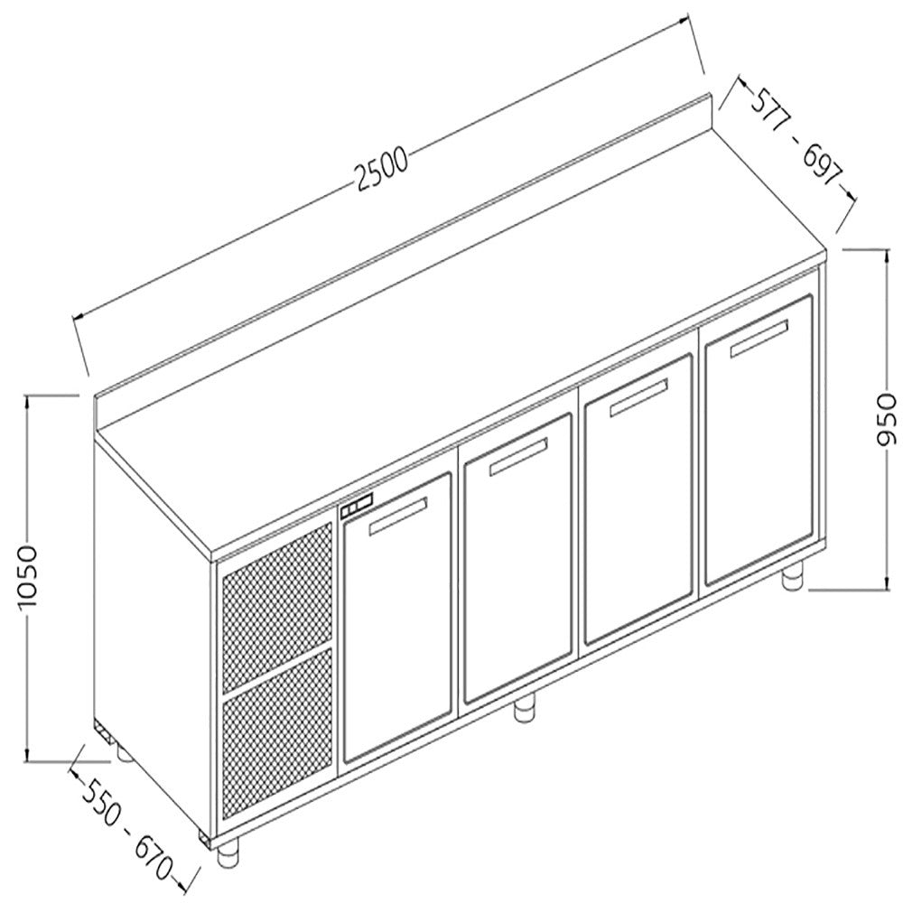 Meuble- arrière neutre avec dosseret - Diamond
