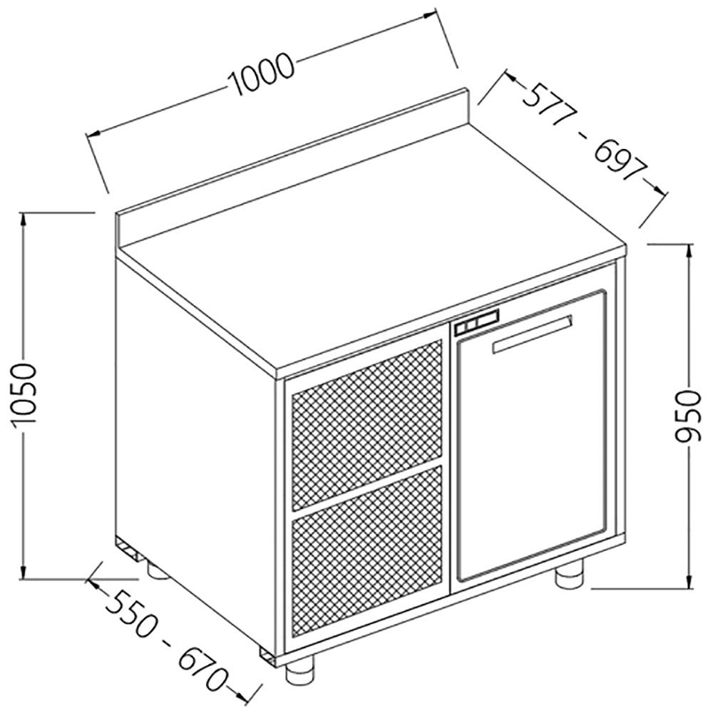 Meuble- arrière neutre avec dosseret - Diamond