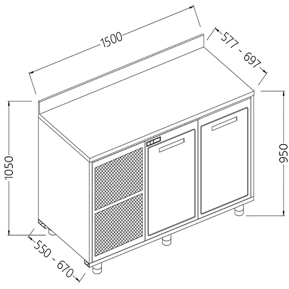 Meuble -arrière neutre avec dosseret - Diamond