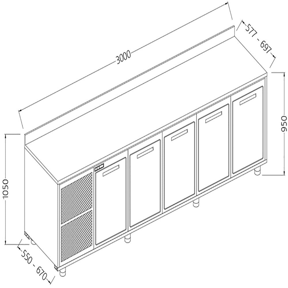 Meuble - arrière neutre avec dosseret- - Diamond