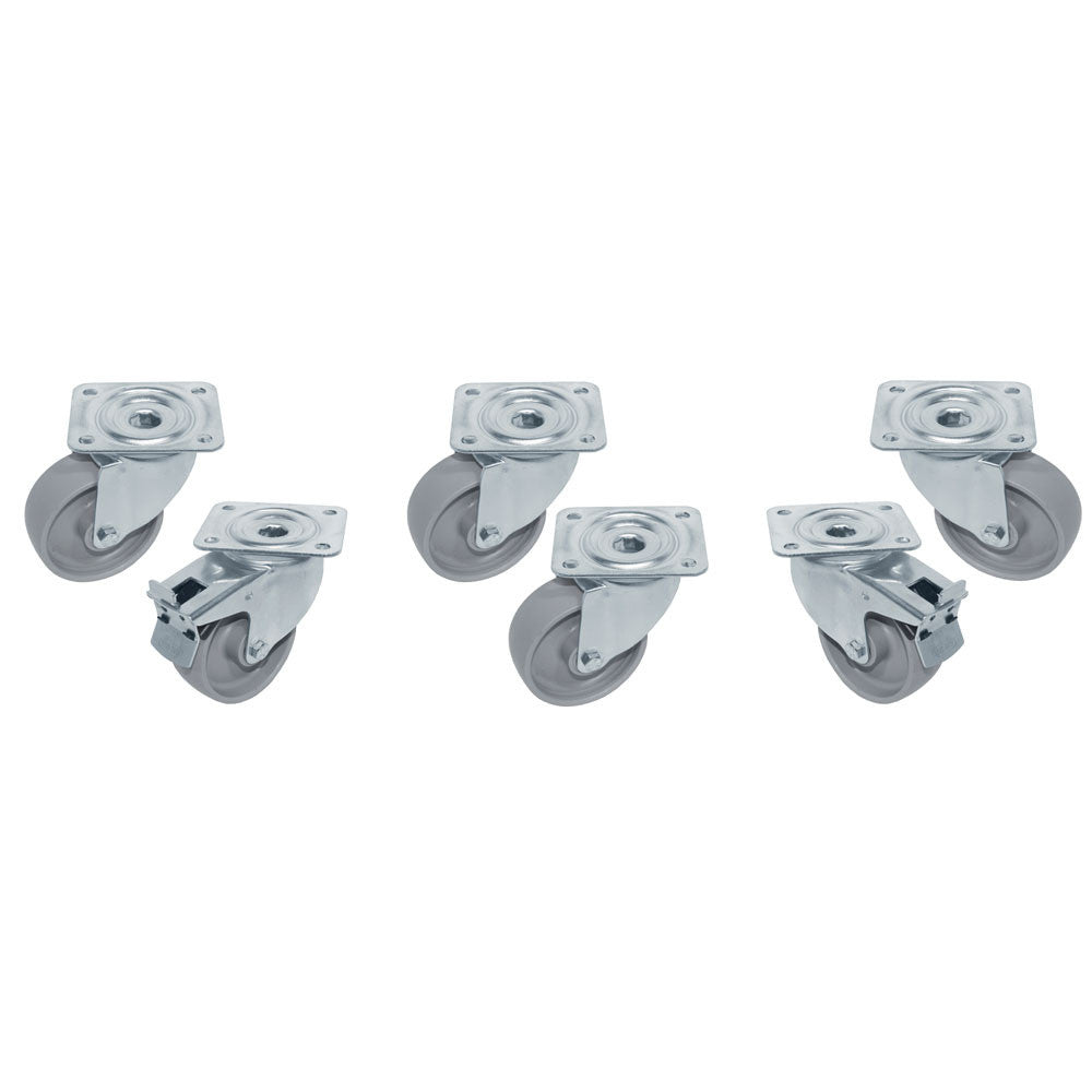 Kit 6 roues pivotantes pour table - 2 avec frein - Diamond