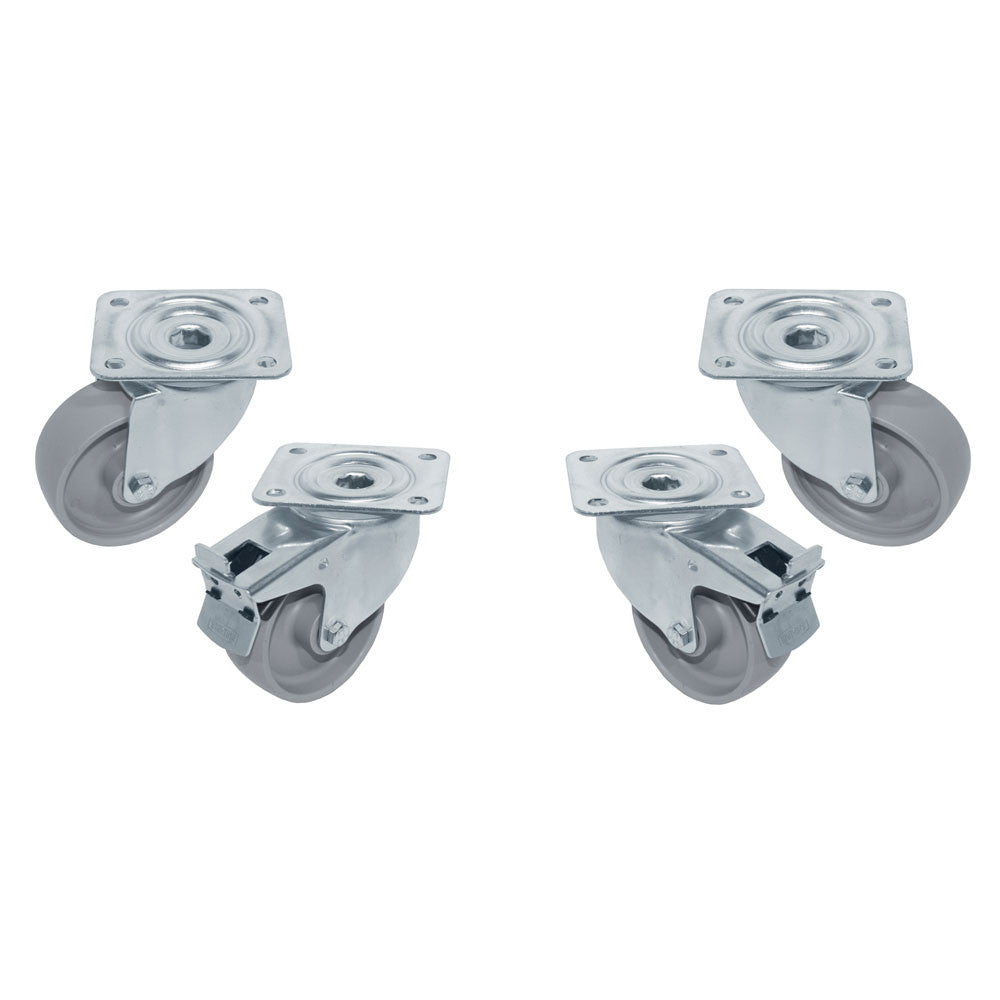 Kit 4 roues pivotantes pour table - 2 à frein - Diamond
