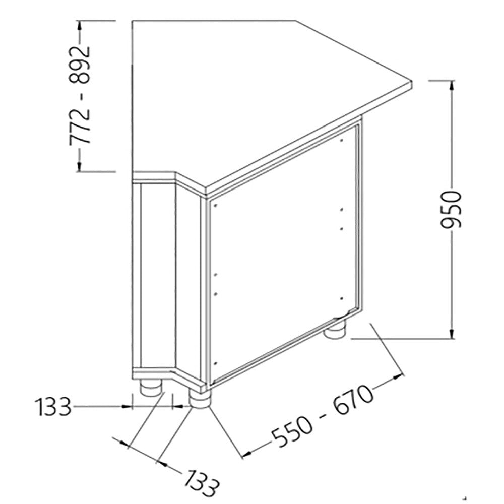 Comptoir de bar neutre section caisse 45° - Diamond