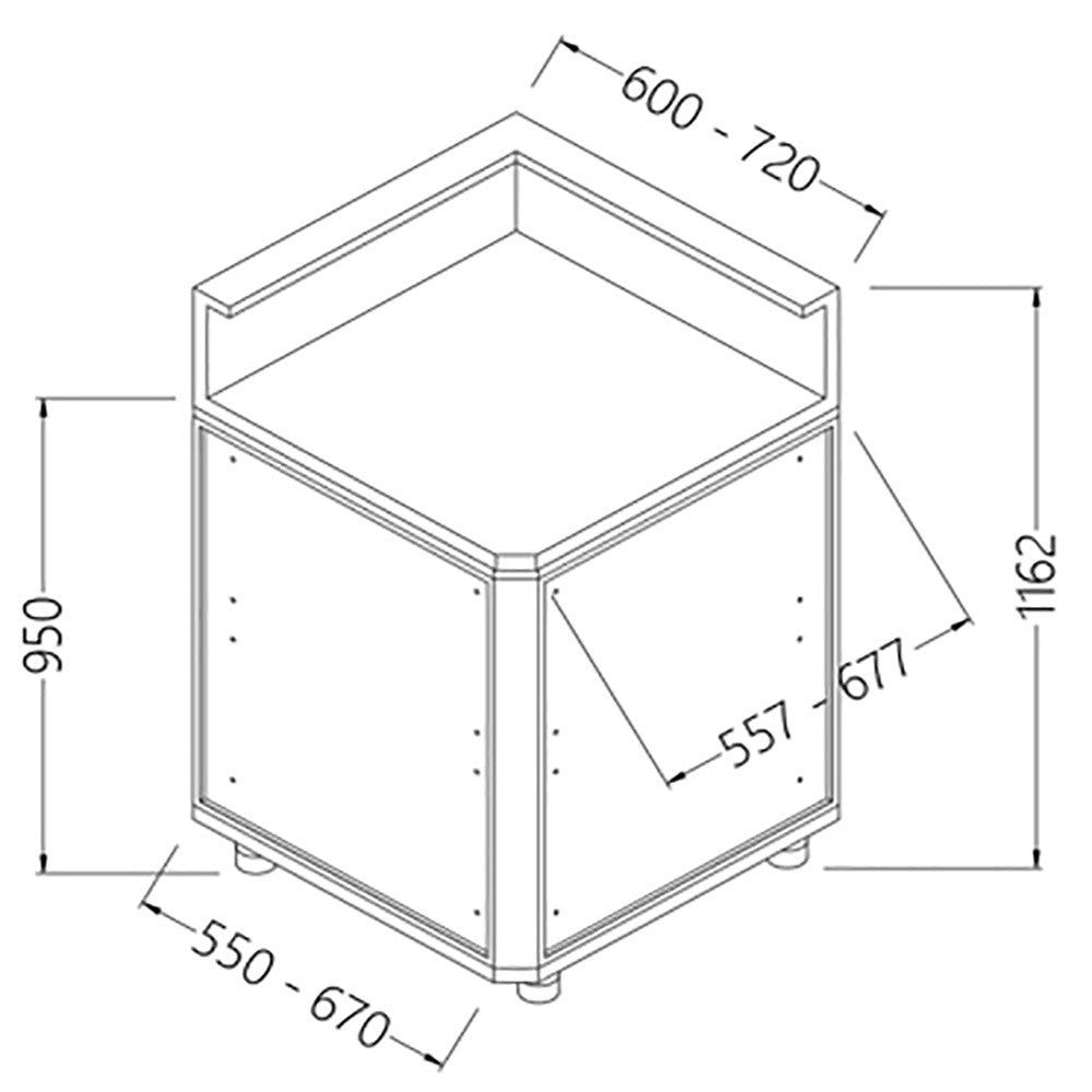 Comptoir de bar neutre - tablette service 90° - Diamond