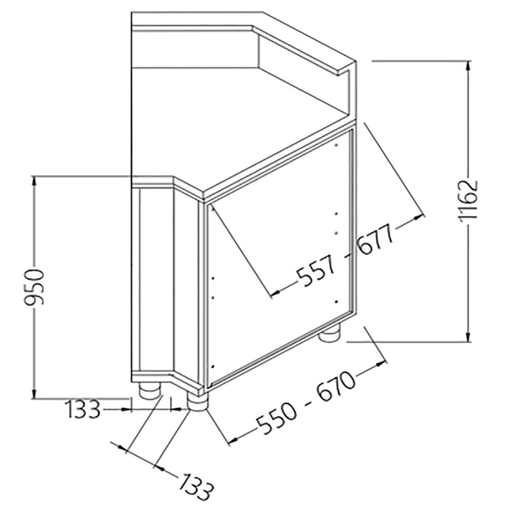 Comptoir de bar neutre tablette service 45° - Diamond