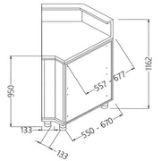 Comptoir de bar neutre tablette service 45° - Diamond
