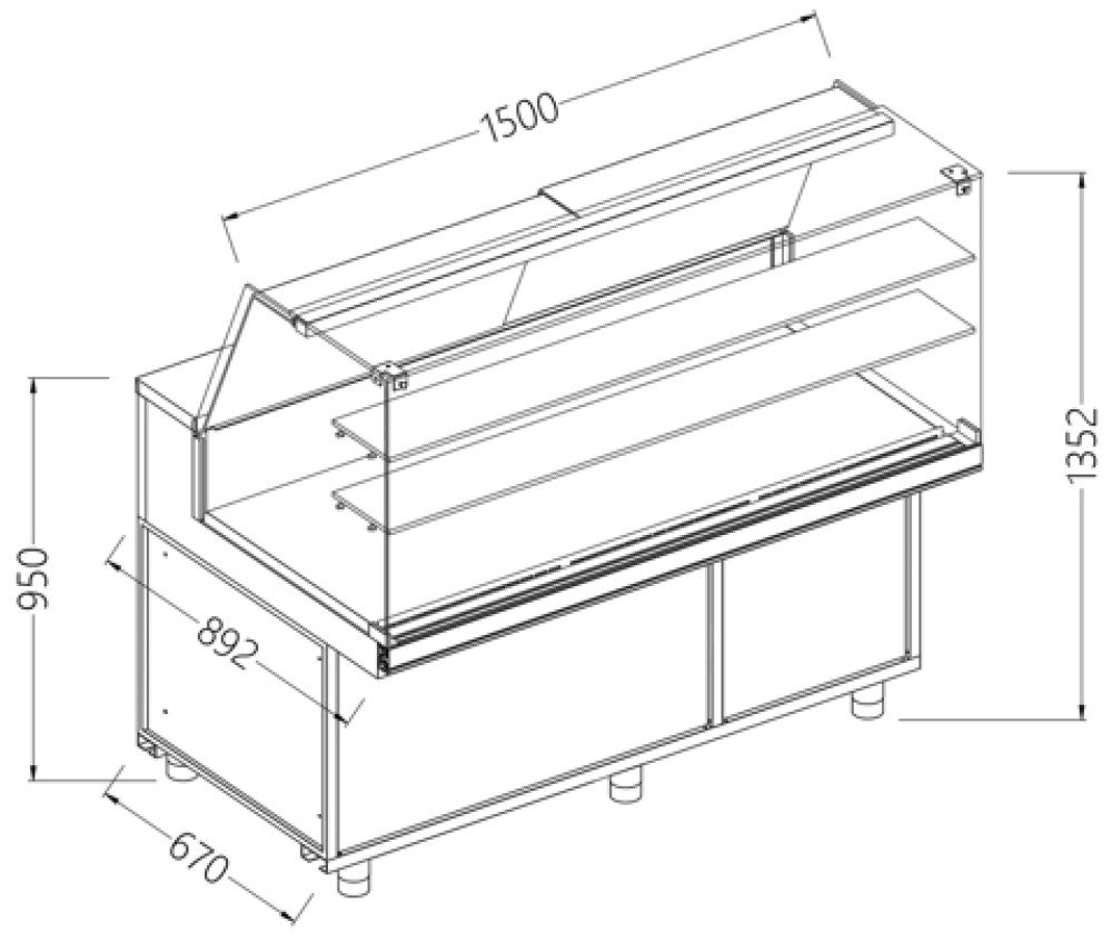 Comptoir vitrine neutre haute boulangerie GN - Diamond