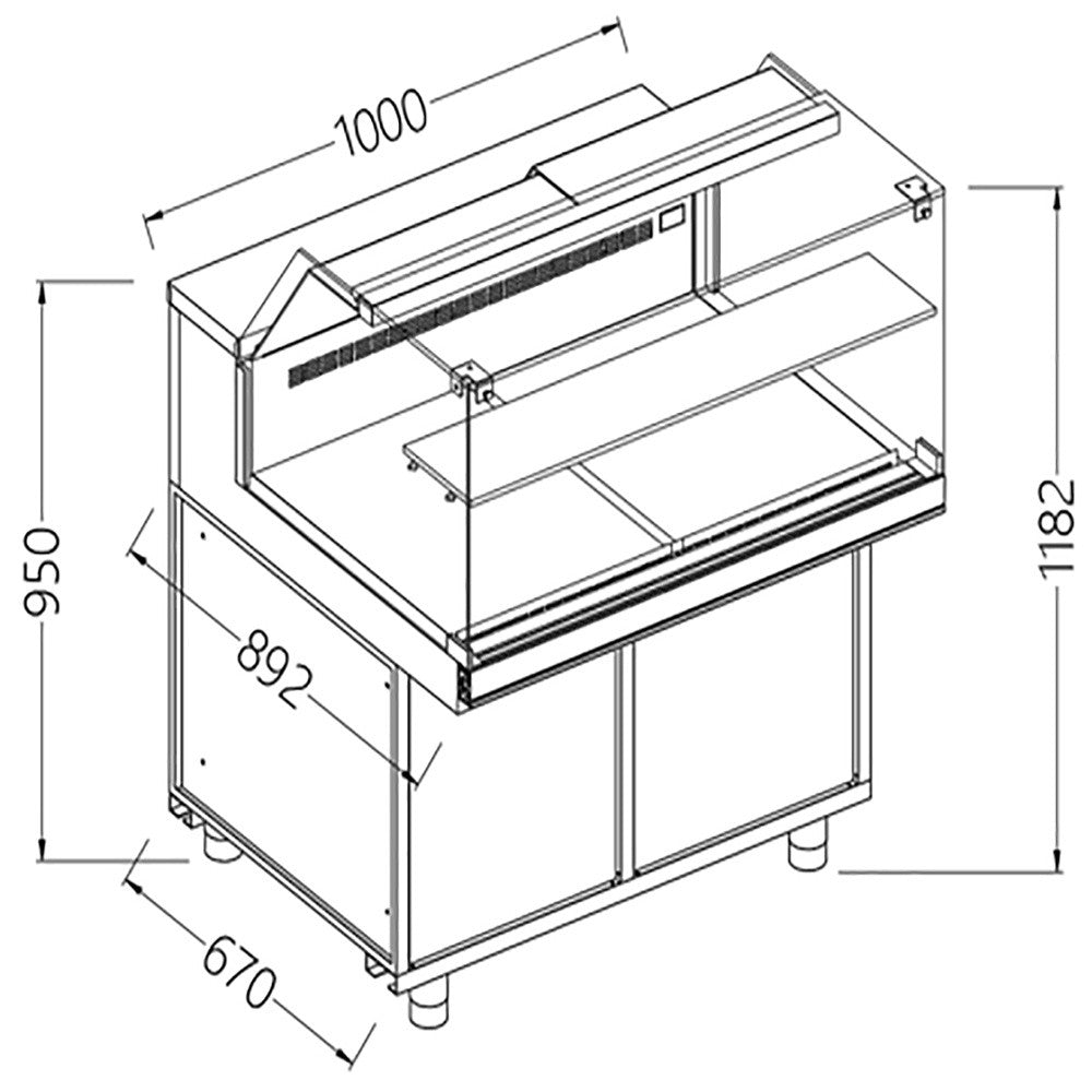 Comptoir vitrine neutre boulangerie vitre basse - Diamond