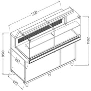 Comptoir vitrine neutre boulangerie en et GN vitre basse - Diamond