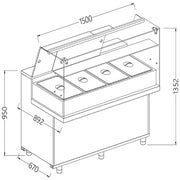 Comptoir vitrine chauff. bain marie 4x GN - Diamond