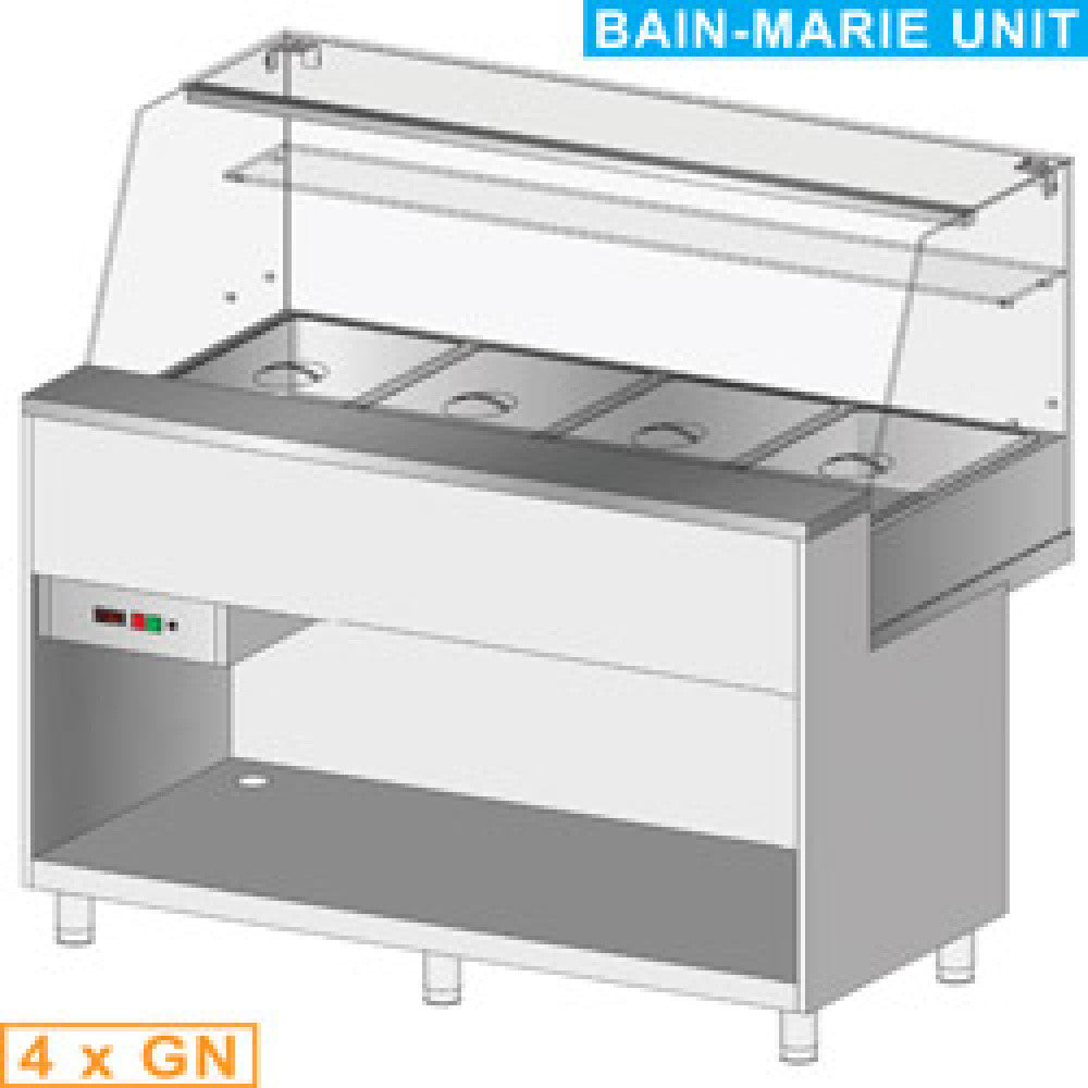 Comptoir vitrine chauff. bain marie 4x GN - Diamond