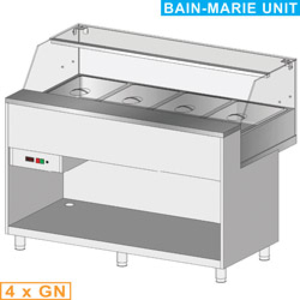 Comptoir vitrine chauffe bain marie 4x GN - Diamond