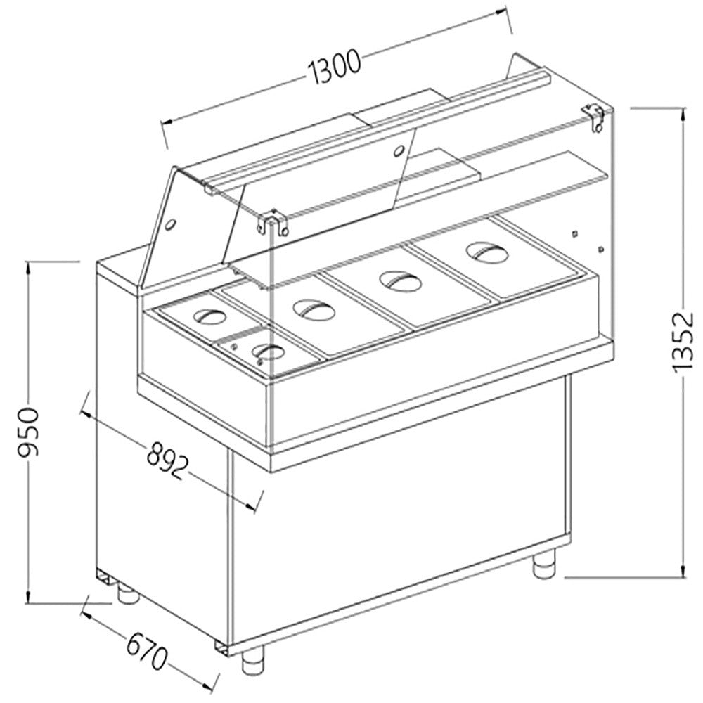 Comptoir vitrine chaude bain marie 3x GN - Diamond