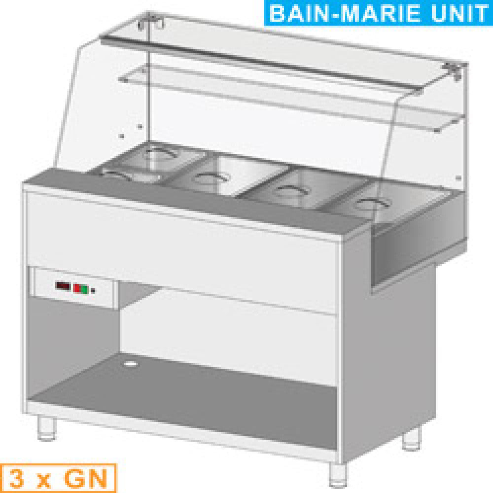 Comptoir vitrine chaude bain marie 3x GN - Diamond