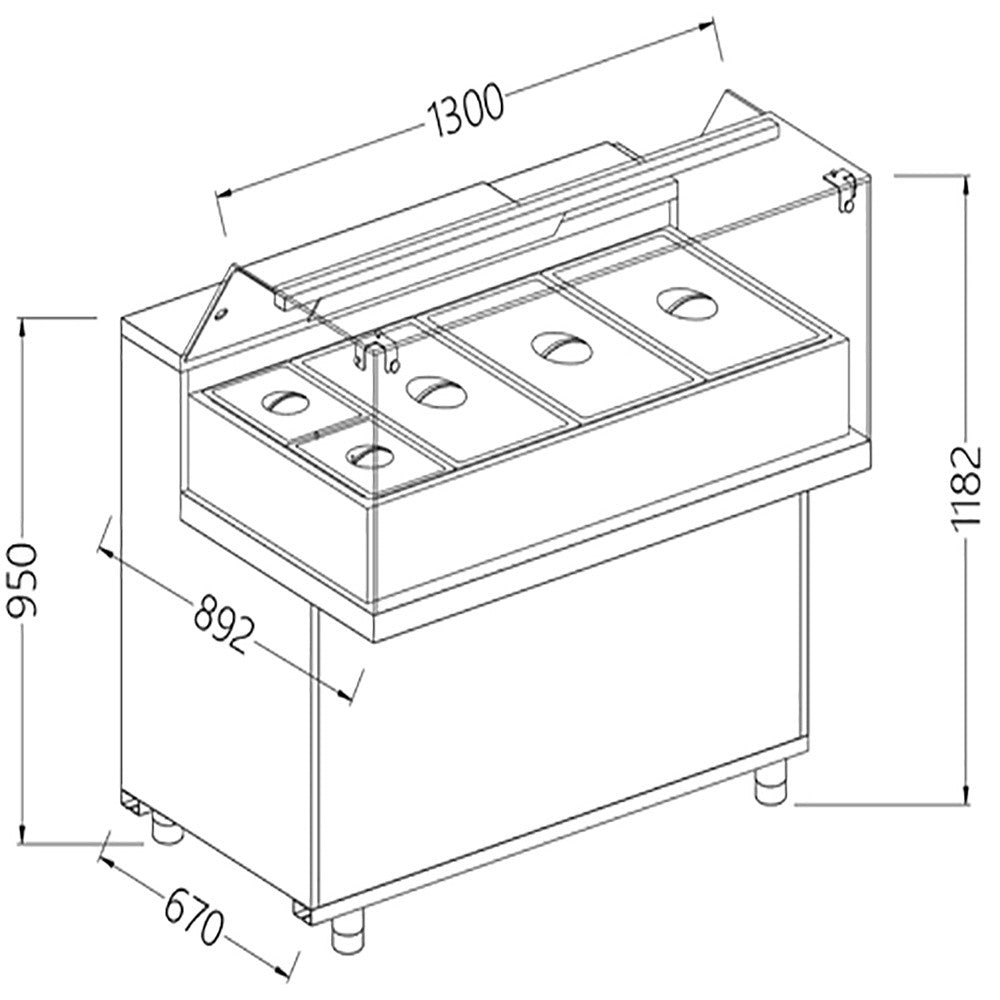 Comptoir vitrine chauffe bain marie 3x GN - Diamond