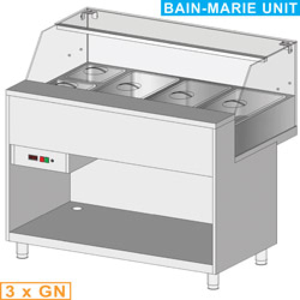 Comptoir vitrine chauffe bain marie 3x GN - Diamond