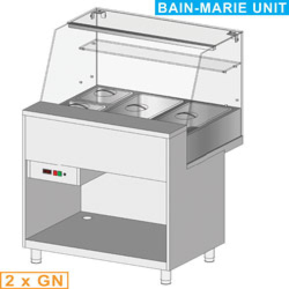 Comptoir vitrine chauff bain marie 2x GN - Diamond