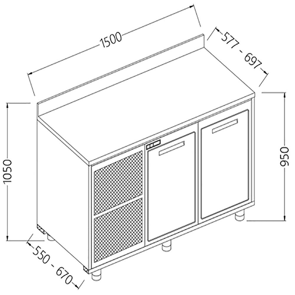 Arrière -comptoir réfrigéré BT - moteur et dosseret - Diamond