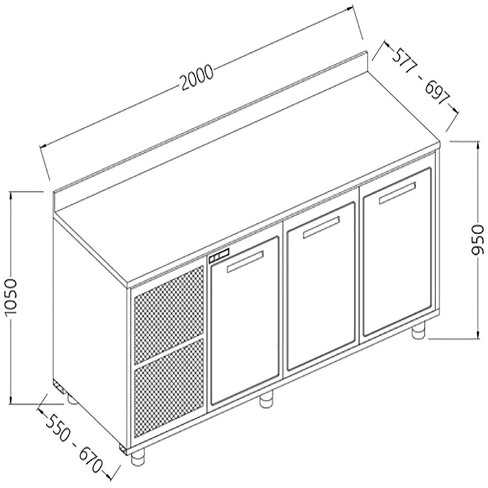 Arrière- comptoir réfrigéré à moteur BT - dosseret - Diamond