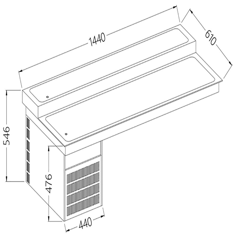 Élément top réfrigéré 2 niveaux - 4x GN 1/1 - Diamond