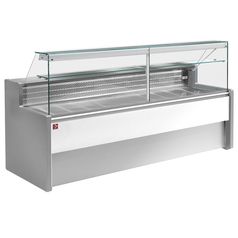Comptoir vitrine réfrigéré à vitre droite 90 gris / blanc - Diamond