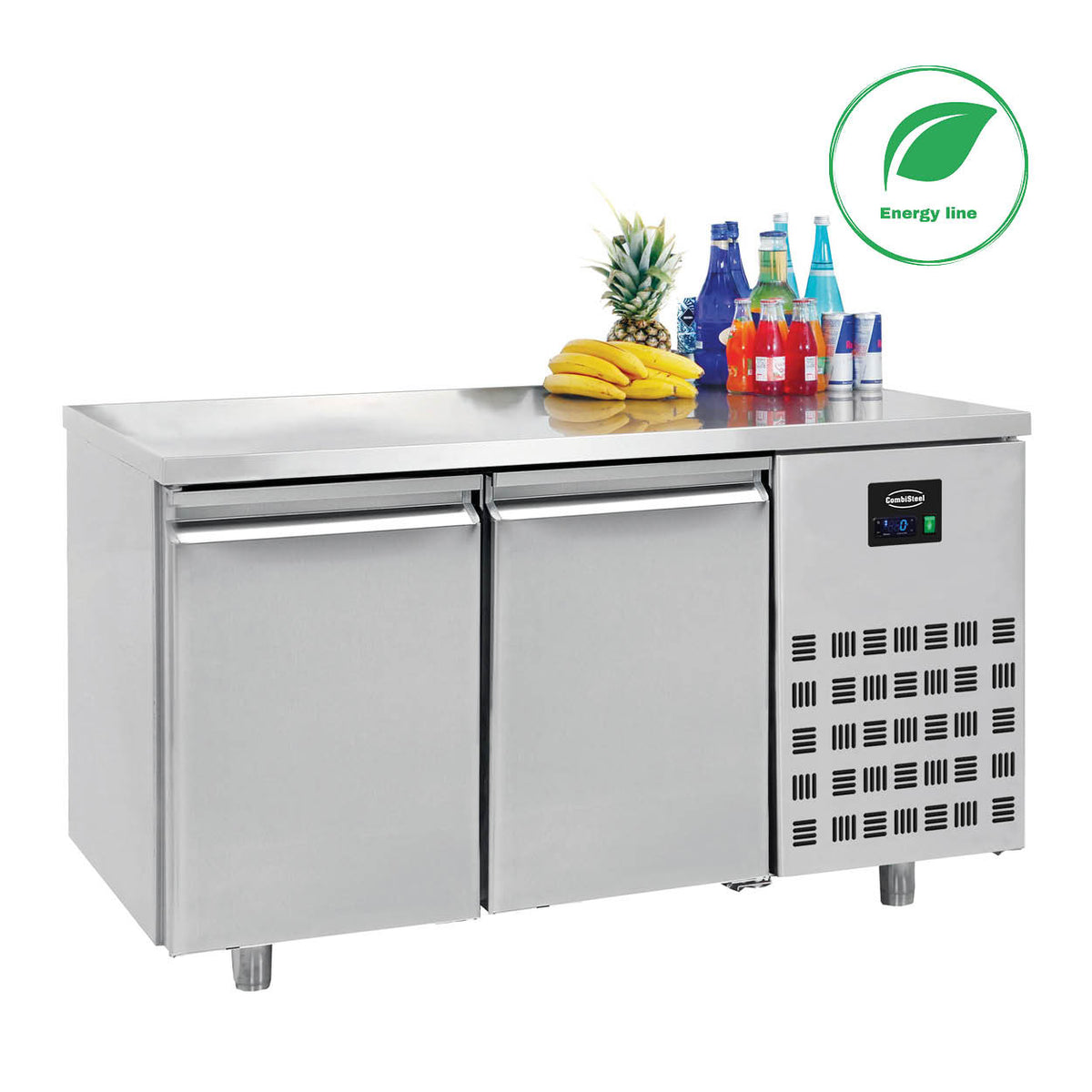 Table réfrigérée 2 portes Energy line inox 1400x700x850 mm 281 L 0.213 kW Combisteel - Table réfrigérée positive professionnel CHR - matériel cuisine pro - Cuistéo