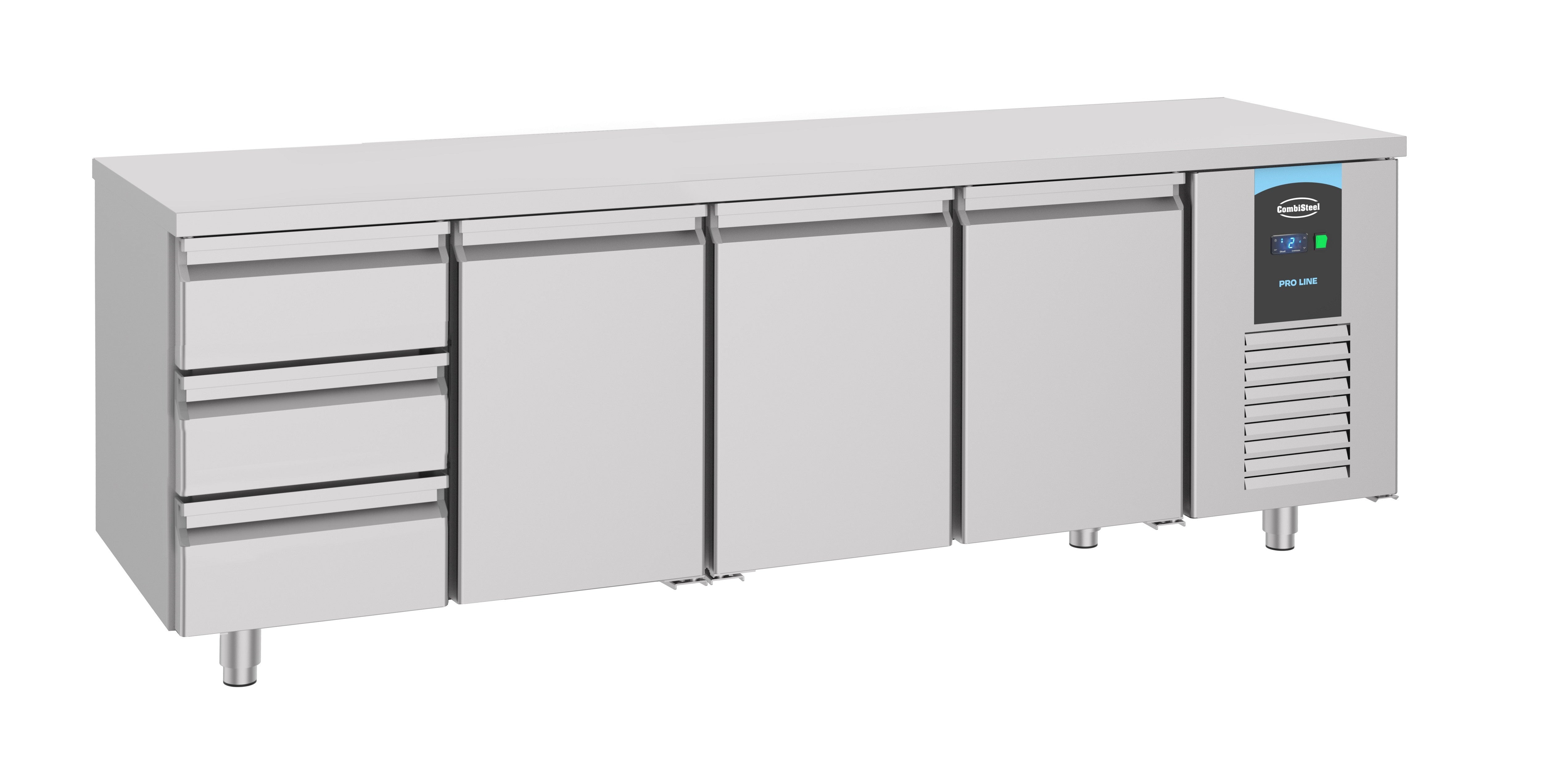 Table réfrigérée 3 portes 3 tiroirs energy line inox 2330x700x850 mm 632 L 0.308 kW Combisteel - Table réfrigérée positive professionnel CHR - matériel cuisine pro - Cuistéo