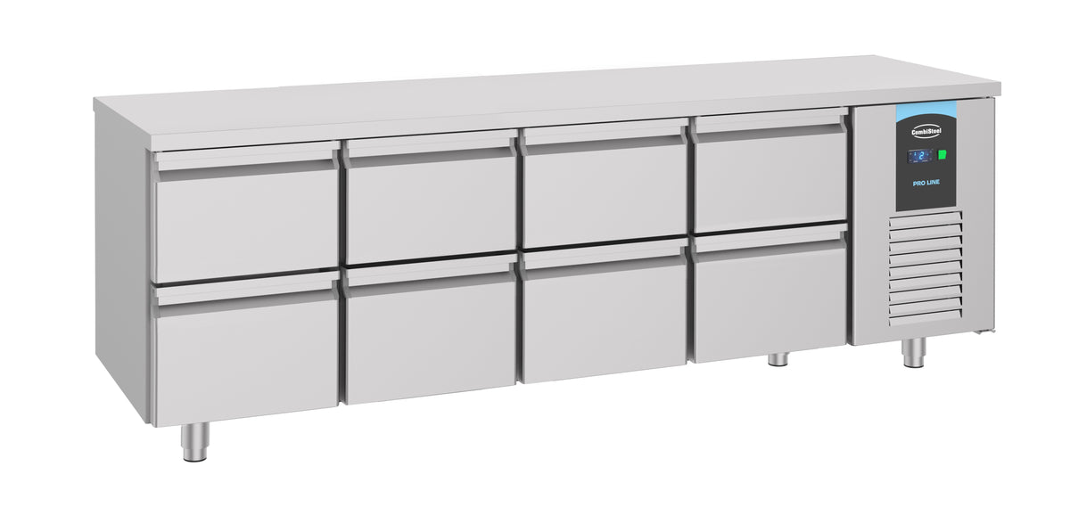 Table réfrigérée 8 tiroirs Energy line inox 2330x700x850 mm 632 L 0.308 kW Combisteel - Table réfrigérée positive professionnel CHR - matériel cuisine pro - Cuistéo