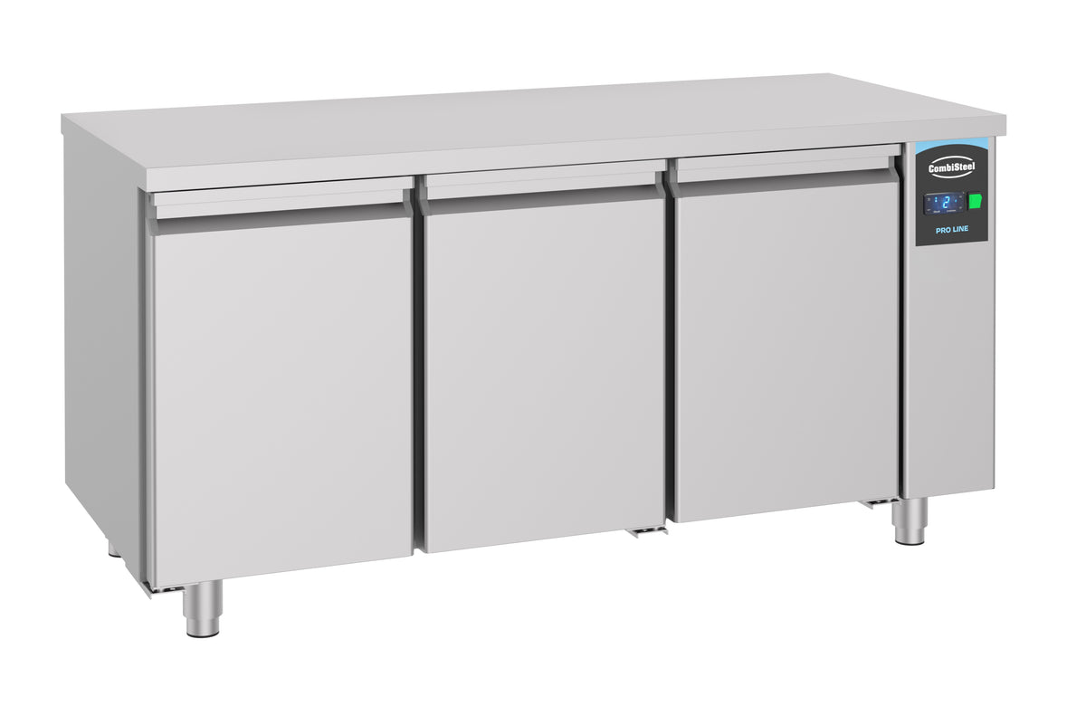 Table réfrigérée prof 700 mm 3 portes excl. moteur inox 474 L 0.24 kW Combisteel - Table réfrigérée positive professionnel CHR - matériel cuisine pro - Cuistéo