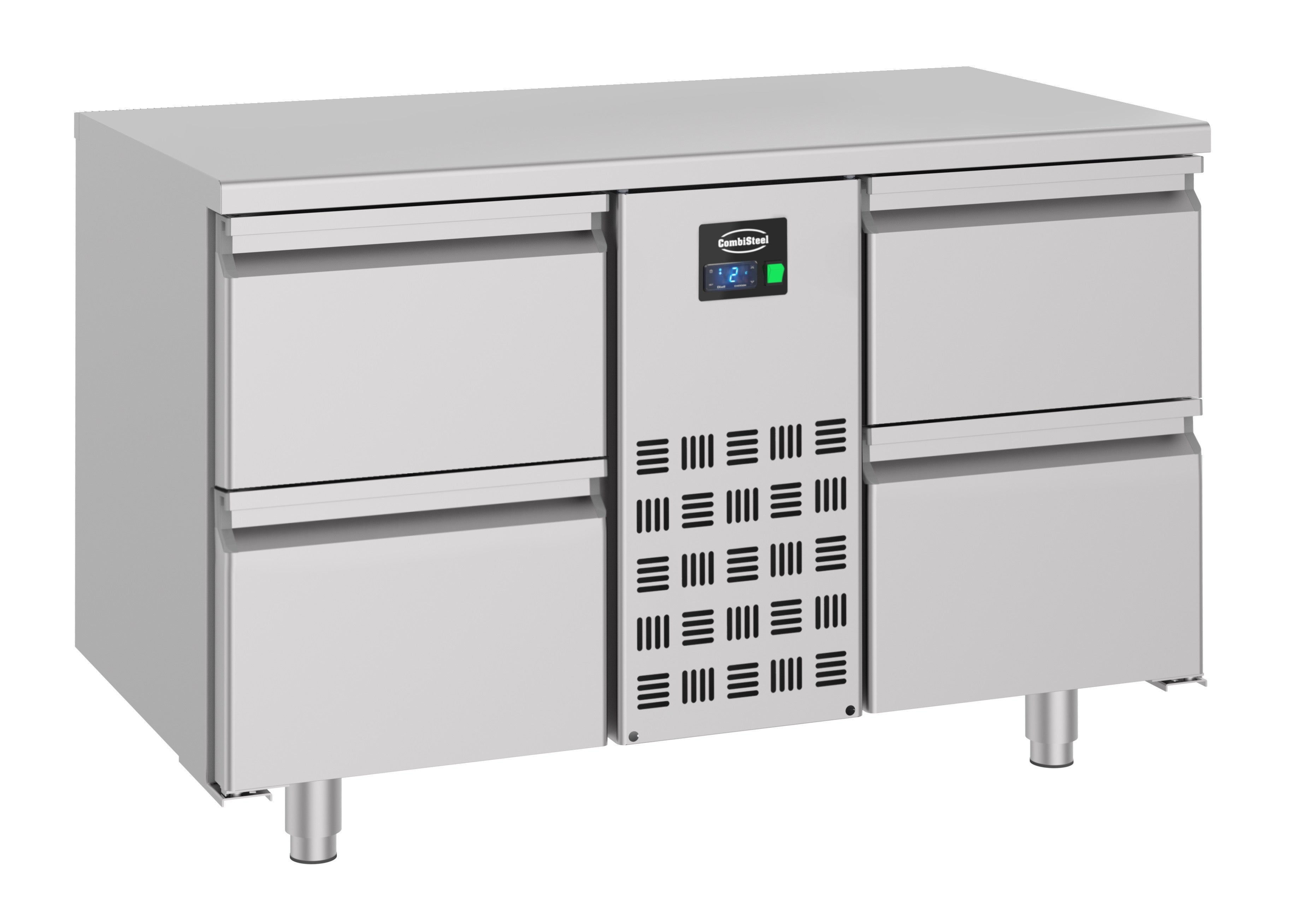 Table réfrigérée prof 700mm 4 tiroirs- monobloc inox 281 L 0.12 kW Combisteel - Table réfrigérée positive professionnel CHR - matériel cuisine pro - Cuistéo