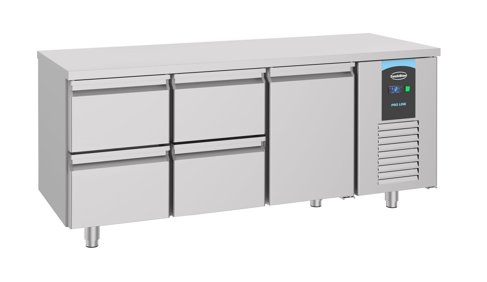 Table réfrigérée 1 porte 4 tiroirs Energy line inox 1865x700x850 mm 474 L 0.227 kW Combisteel - Table réfrigérée positive professionnel CHR - matériel cuisine pro - Cuistéo